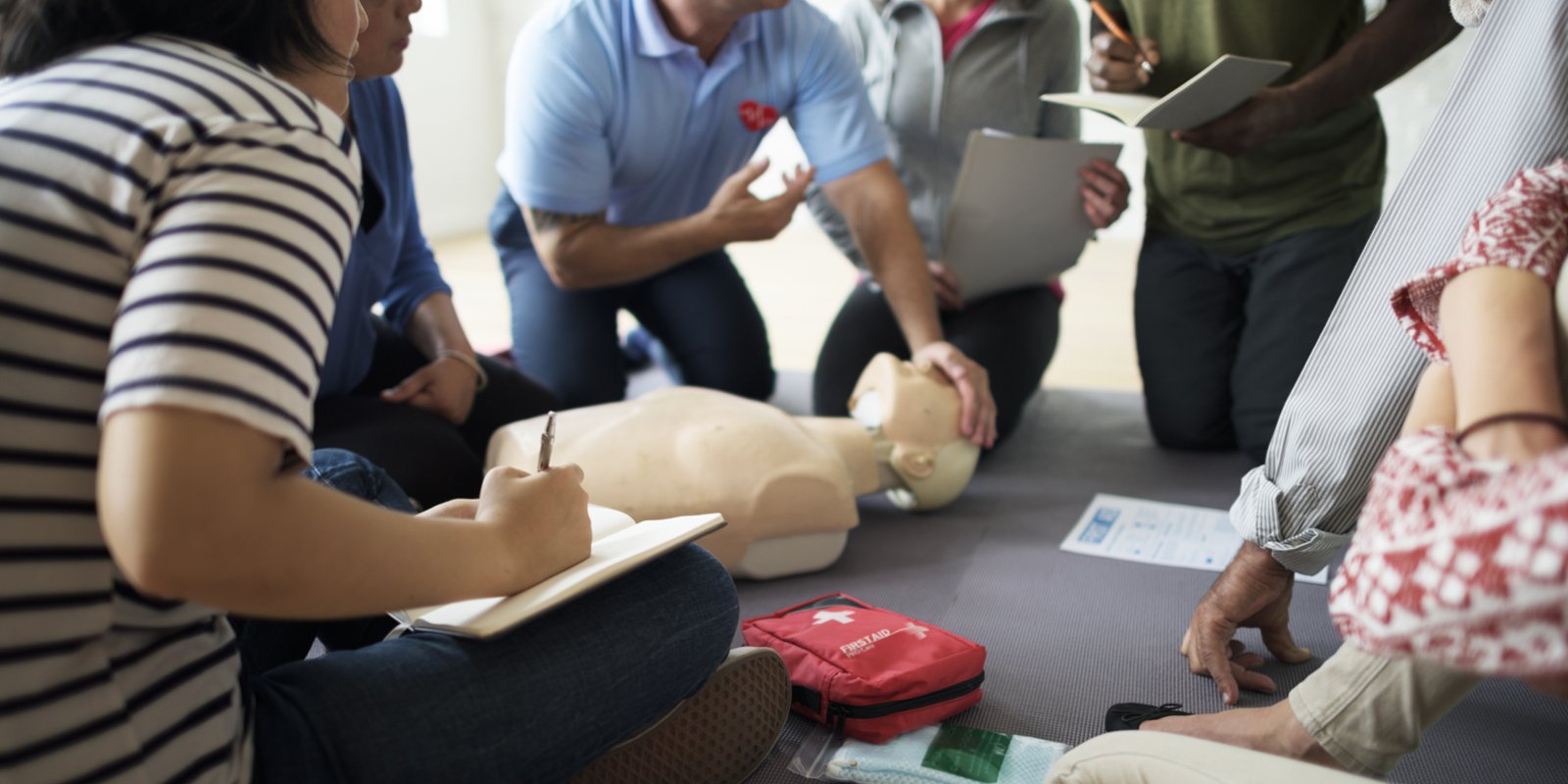 CPR AED First Aid with a certified Heartsaver instructor.